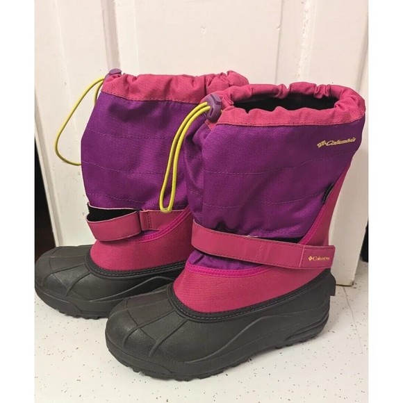 COLUMBIA YOUTH POWDERBUG FORTY WATERPROOF PINK WINTER SNOW BOOTS SZ 6